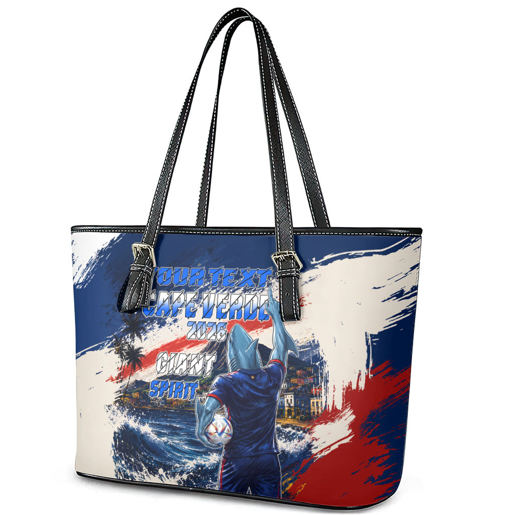 Personalized Cape Verde Blue Sharks Leather Tote Bag Giant Spirit African Football 2026 Mascot