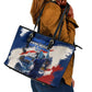 Personalized Cape Verde Blue Sharks Leather Tote Bag Giant Spirit African Football 2026 Mascot