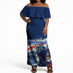 Personalized Cape Verde Blue Sharks Off Shoulder Maxi Dress Giant Spirit African Football 2026 Mascot