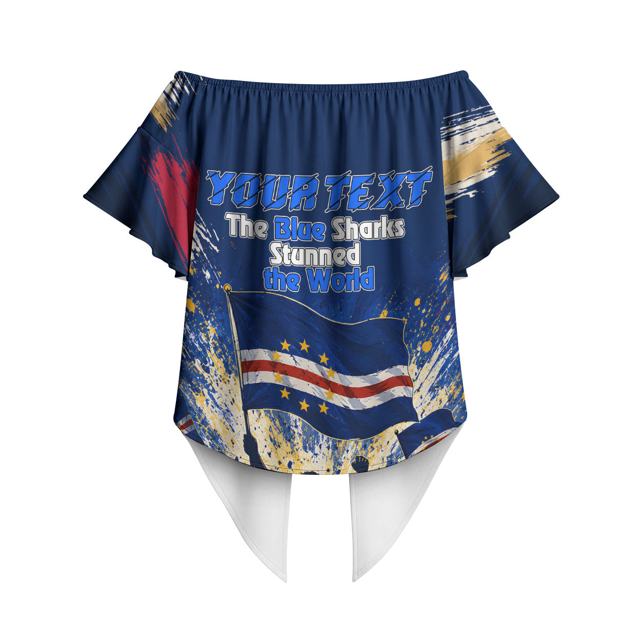 Personalized Cape Verde Blue Sharks Off Shoulder Wrap Waist Top Giant Spirit African Football 2026 Mascot