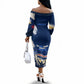 Personalized Cape Verde Blue Sharks Off The Shoulder Long Sleeve Dress Giant Spirit African Football 2026 Mascot