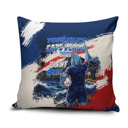 Personalized Cape Verde Blue Sharks Pillow Cover Giant Spirit African Football 2026 Mascot