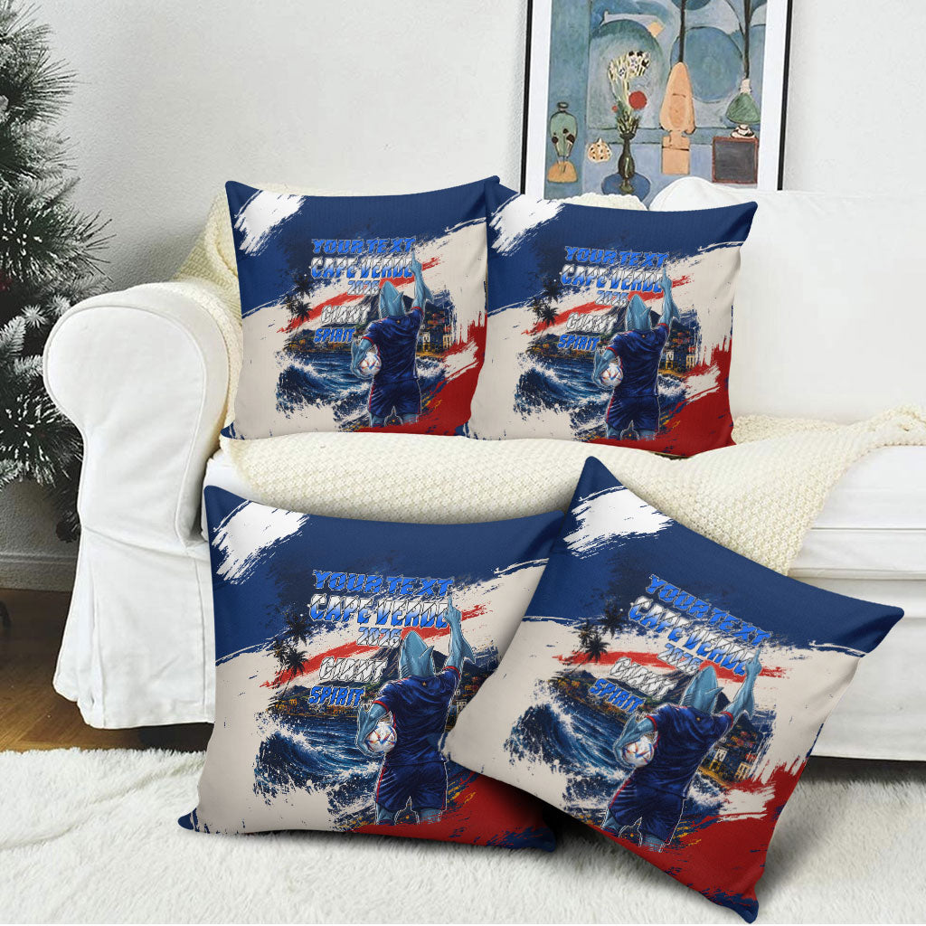 Personalized Cape Verde Blue Sharks Pillow Cover Giant Spirit African Football 2026 Mascot