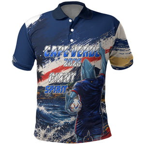Personalized Cape Verde Blue Sharks Polo Shirt Giant Spirit African Football 2026 Mascot
