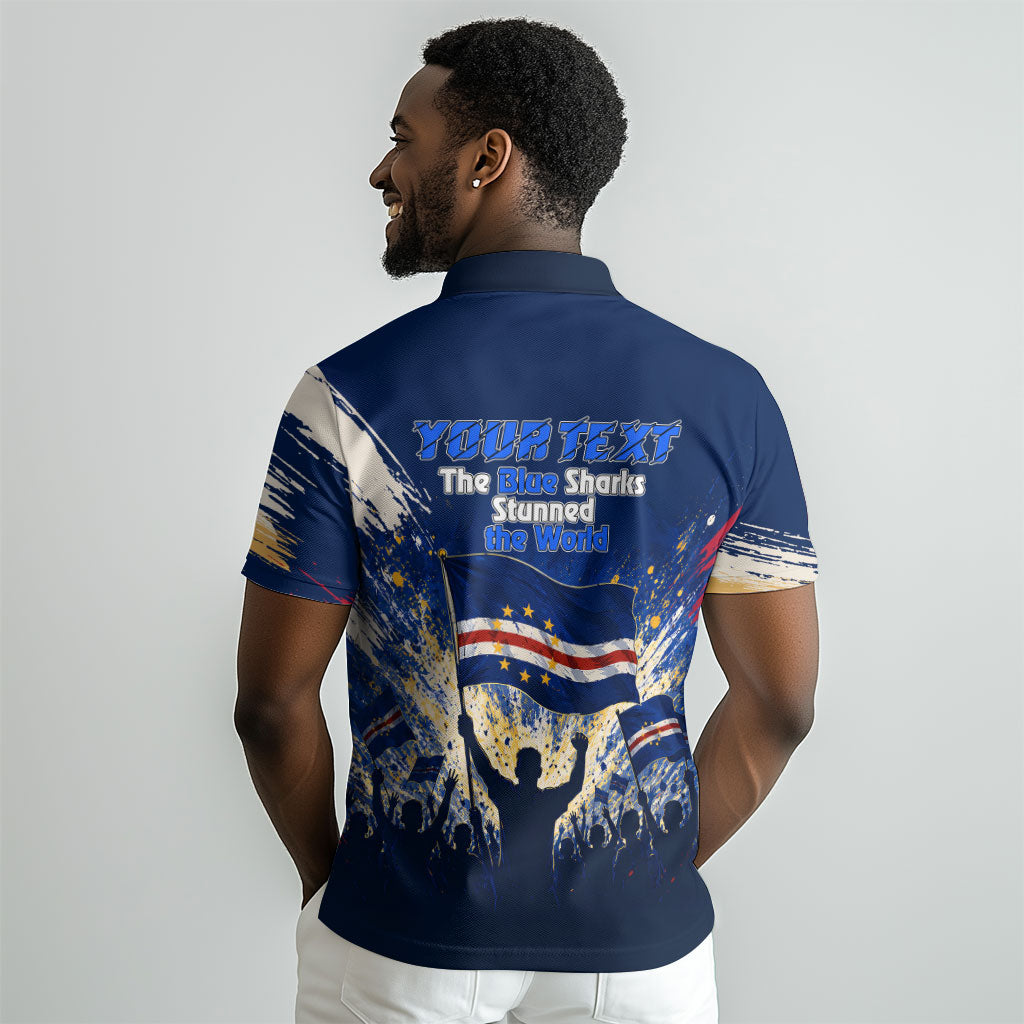 Personalized Cape Verde Blue Sharks Polo Shirt Giant Spirit African Football 2026 Mascot
