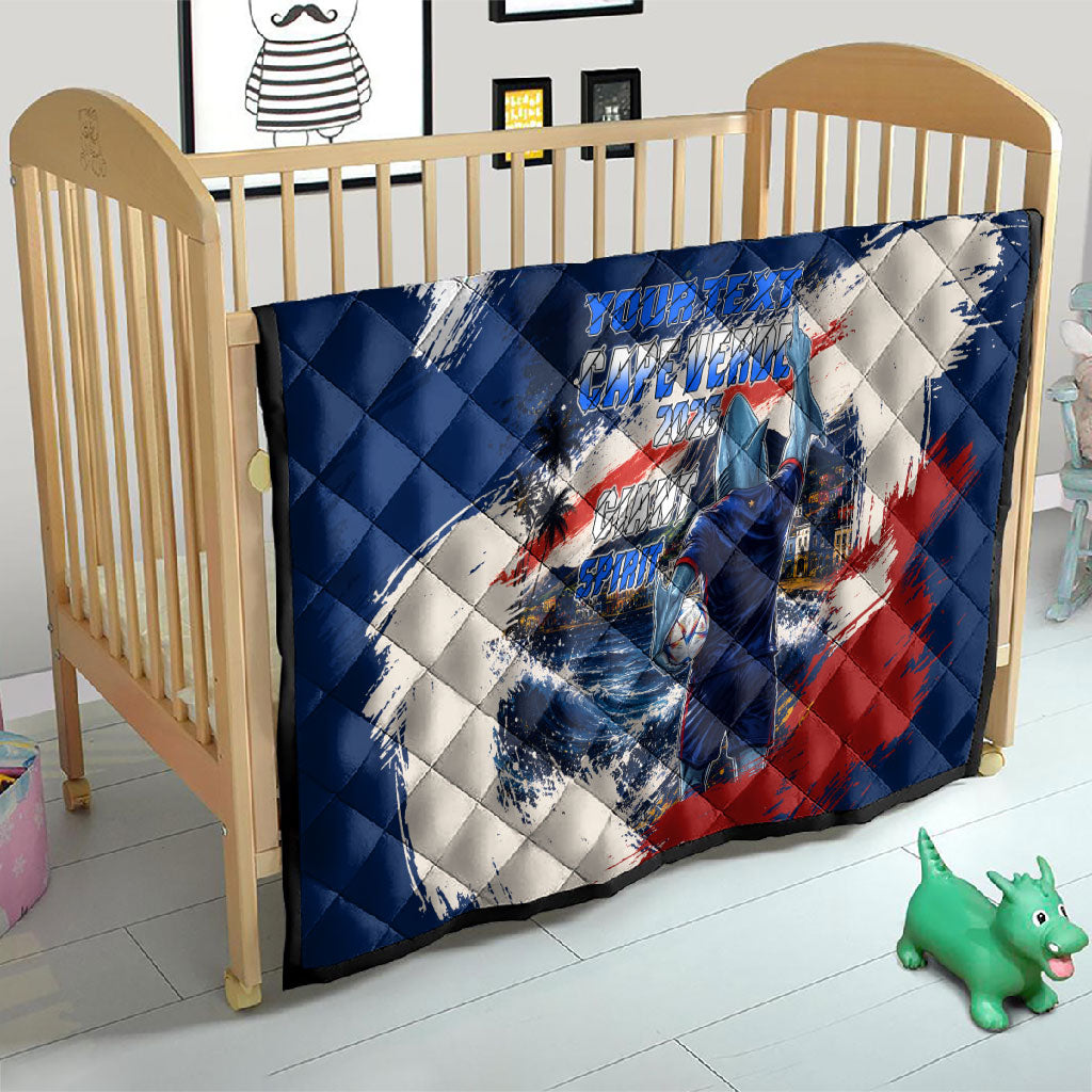 Personalized Cape Verde Blue Sharks Quilt Giant Spirit African Football 2026 Mascot