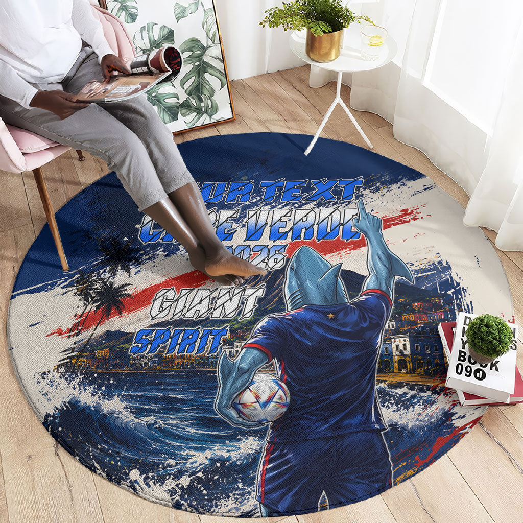 Personalized Cape Verde Blue Sharks Round Carpet Giant Spirit African Football 2026 Mascot