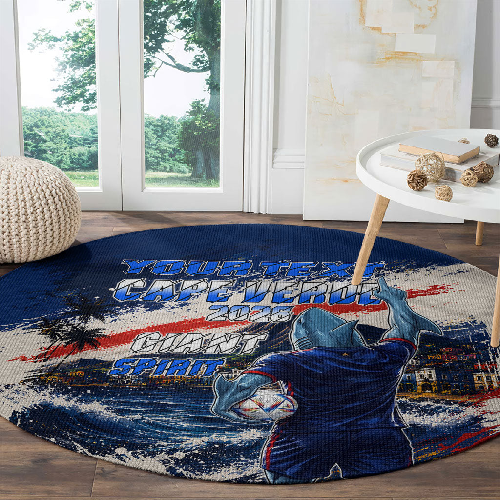 Personalized Cape Verde Blue Sharks Round Carpet Giant Spirit African Football 2026 Mascot