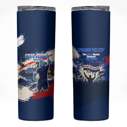 Personalized Cape Verde Blue Sharks Skinny Tumbler Giant Spirit African Football 2026 Mascot