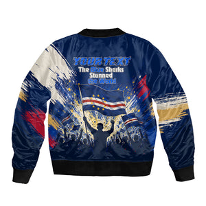 Personalized Cape Verde Blue Sharks Sleeve Zip Bomber Jacket Giant Spirit African Football 2026 Mascot