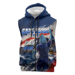 Personalized Cape Verde Blue Sharks Sleeveless Zip Hoodie Giant Spirit African Football 2026 Mascot