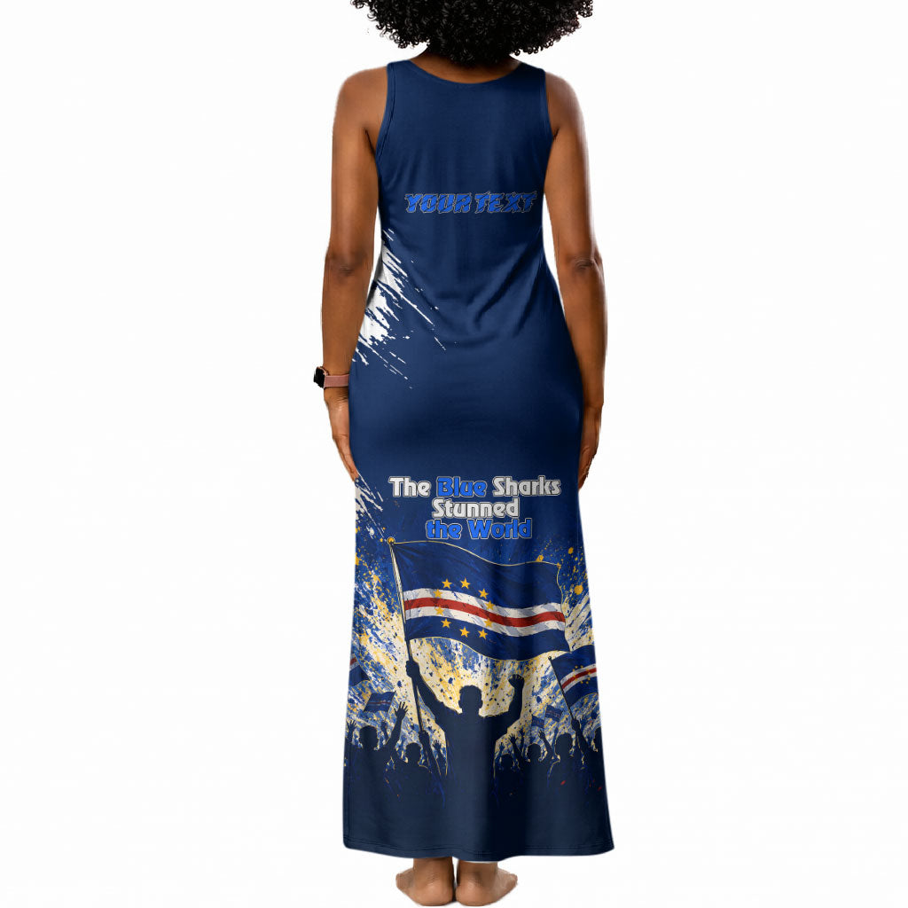 Personalized Cape Verde Blue Sharks Tank Maxi Dress Giant Spirit African Football 2026 Mascot