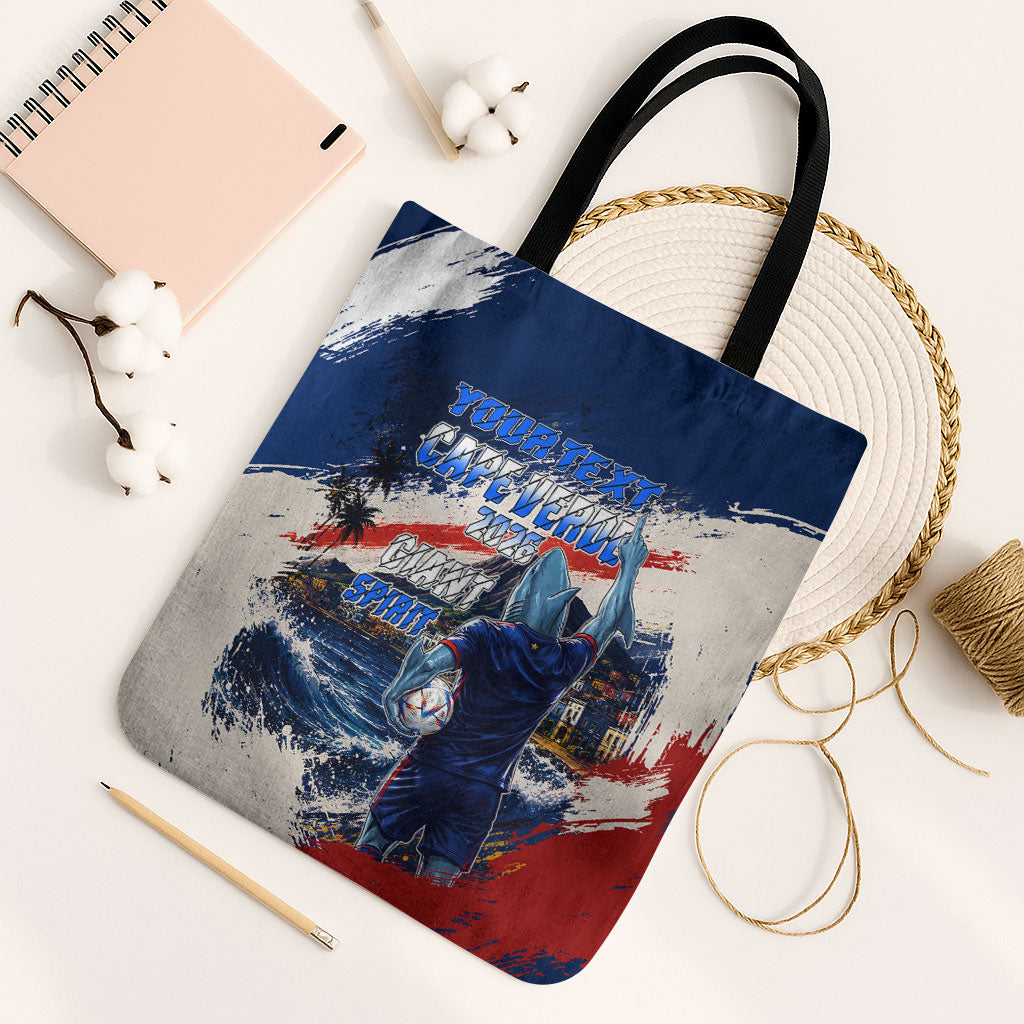 Personalized Cape Verde Blue Sharks Tote Bag Giant Spirit African Football 2026 Mascot