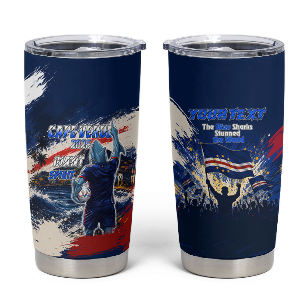 Personalized Cape Verde Blue Sharks Tumbler Cup Giant Spirit African Football 2026 Mascot