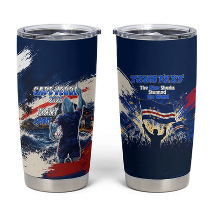 Personalized Cape Verde Blue Sharks Tumbler Cup Giant Spirit African Football 2026 Mascot