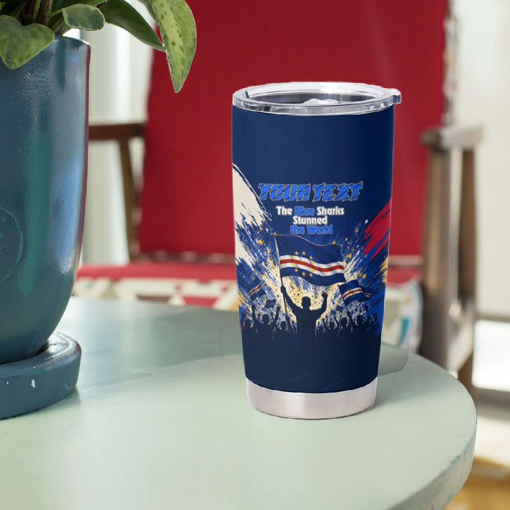 Personalized Cape Verde Blue Sharks Tumbler Cup Giant Spirit African Football 2026 Mascot