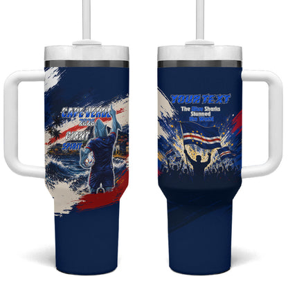 Personalized Cape Verde Blue Sharks Tumbler With Handle Giant Spirit African Football 2026 Mascot
