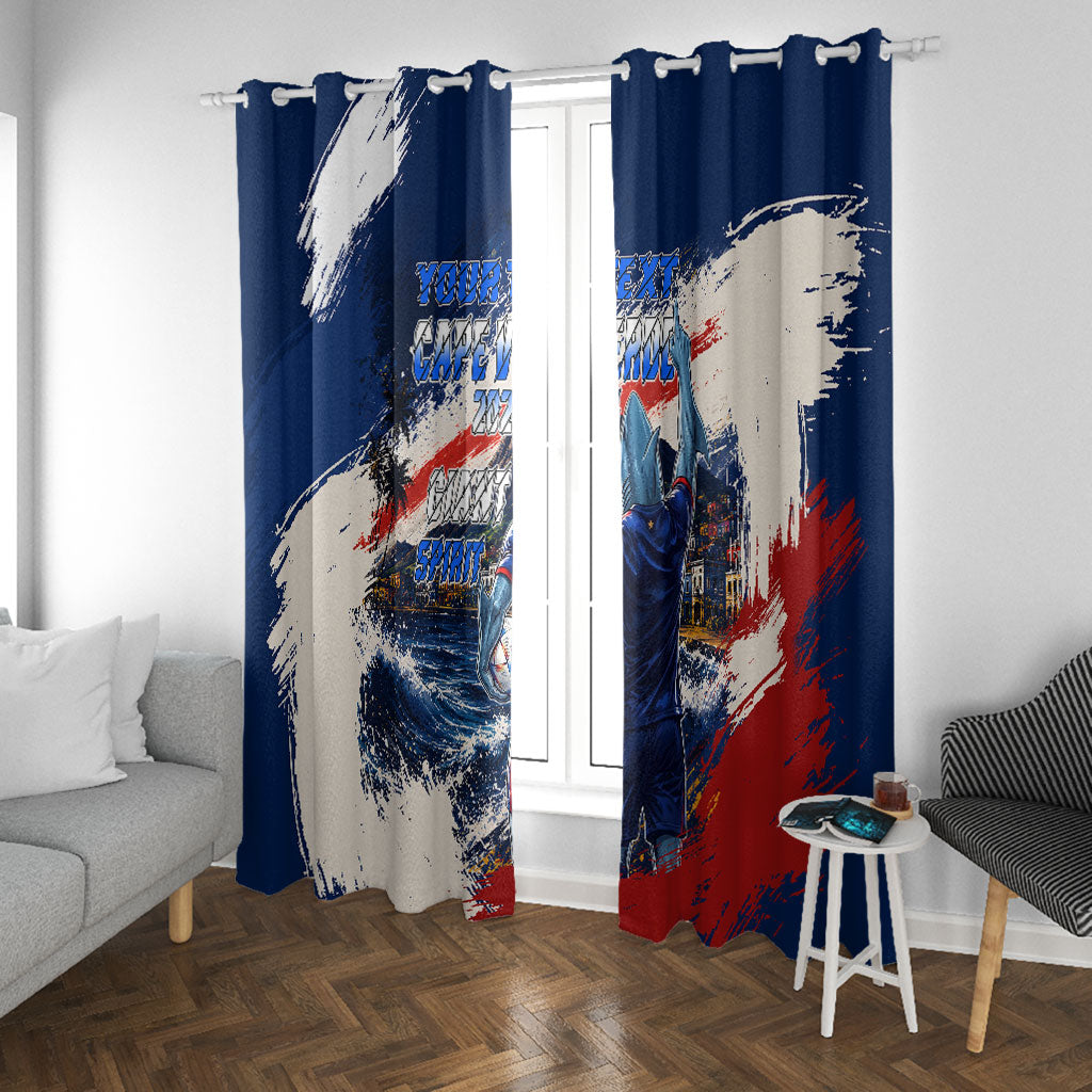 Personalized Cape Verde Blue Sharks Window Curtain Giant Spirit African Football 2026 Mascot