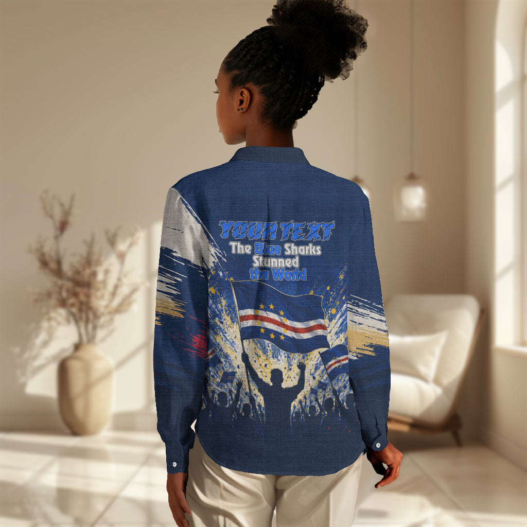 Personalized Cape Verde Blue Sharks Women Casual Shirt Giant Spirit African Football 2026 Mascot