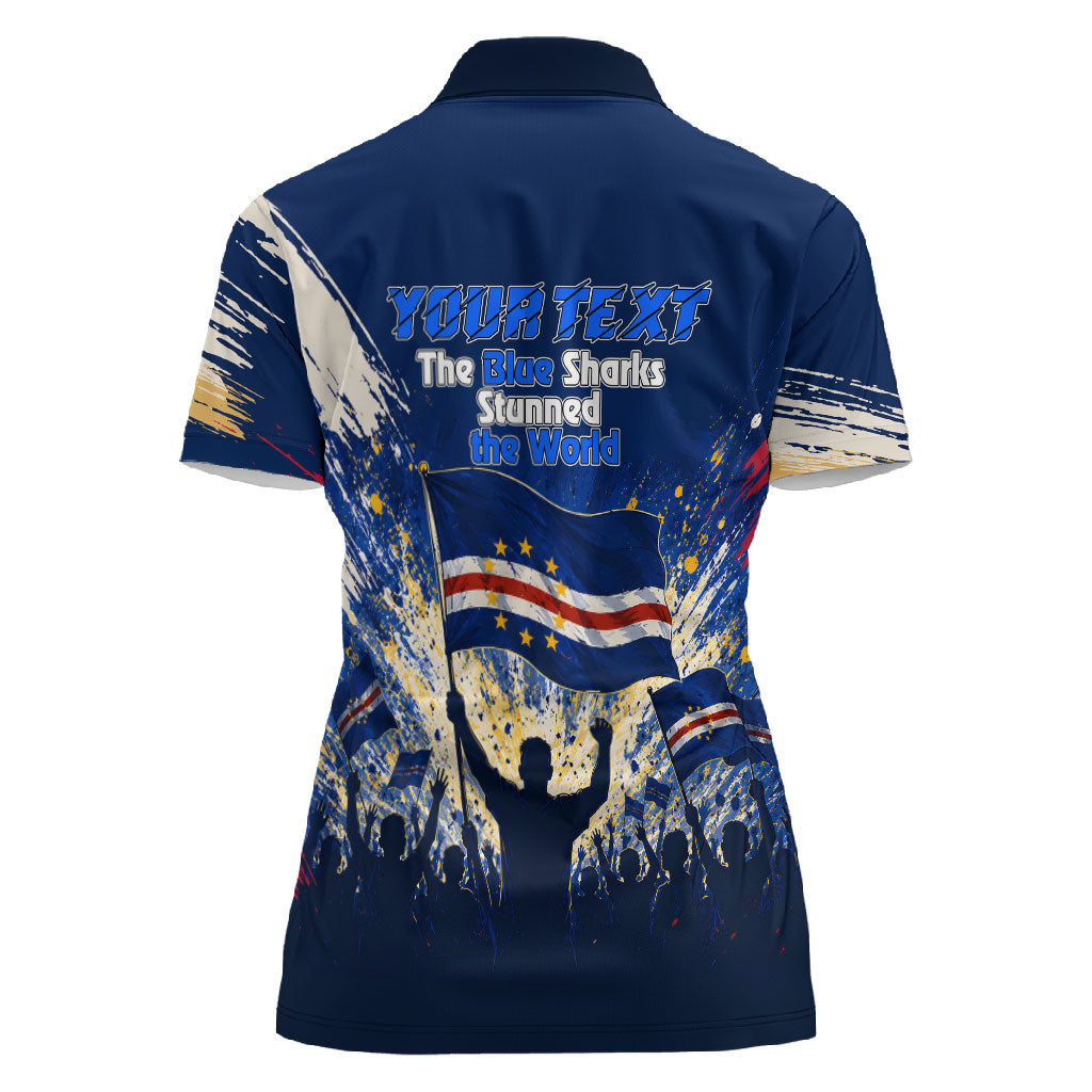 Personalized Cape Verde Blue Sharks Women Polo Shirt Giant Spirit African Football 2026 Mascot