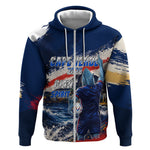 Personalized Cape Verde Blue Sharks Zip Hoodie Giant Spirit African Football 2026 Mascot