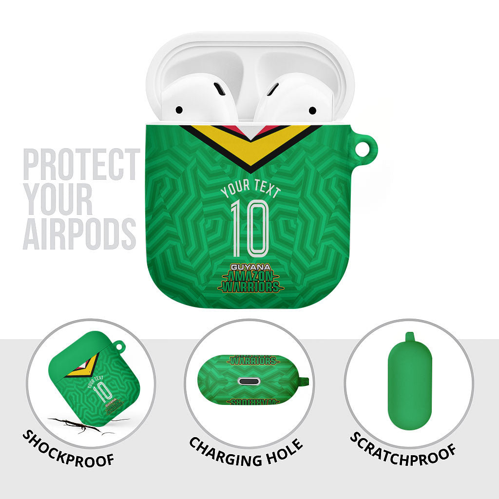 Personalized Guyana Cricket Amazon Warriors AirPods Case Tribal Warrior Mascot Fan