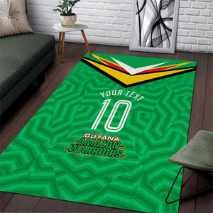 Personalized Guyana Cricket Amazon Warriors Area Rug Tribal Warrior Mascot Fan