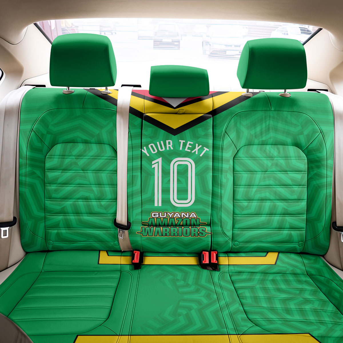 Personalized Guyana Cricket Amazon Warriors Back Car Seat Cover Tribal Warrior Mascot Fan