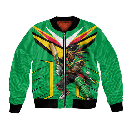 Personalized Guyana Cricket Amazon Warriors Bomber Jacket Tribal Warrior Mascot Fan
