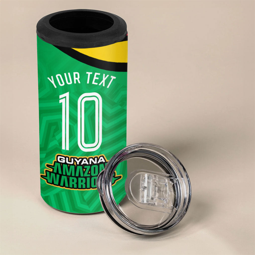 Personalized Guyana Cricket Amazon Warriors 4 in 1 Can Cooler Tumbler Tribal Warrior Mascot Fan