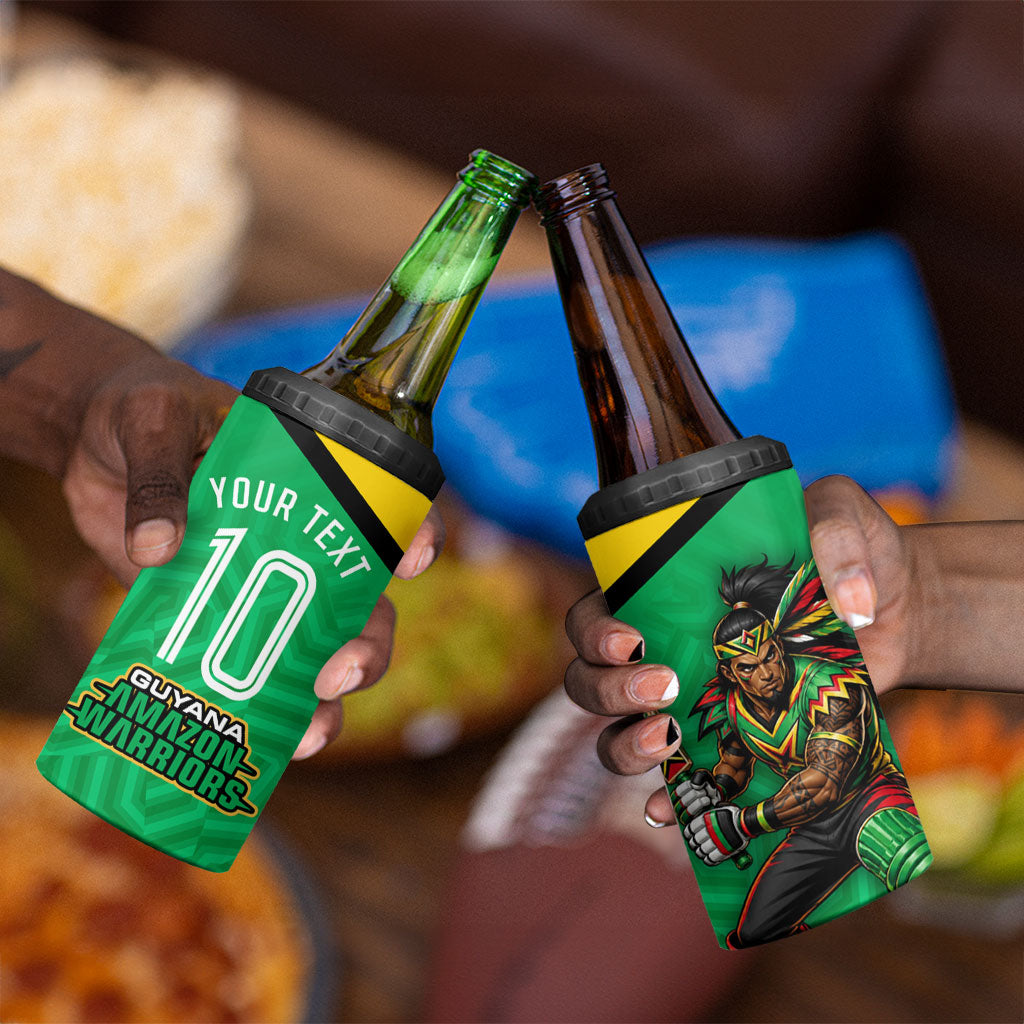 Personalized Guyana Cricket Amazon Warriors 4 in 1 Can Cooler Tumbler Tribal Warrior Mascot Fan