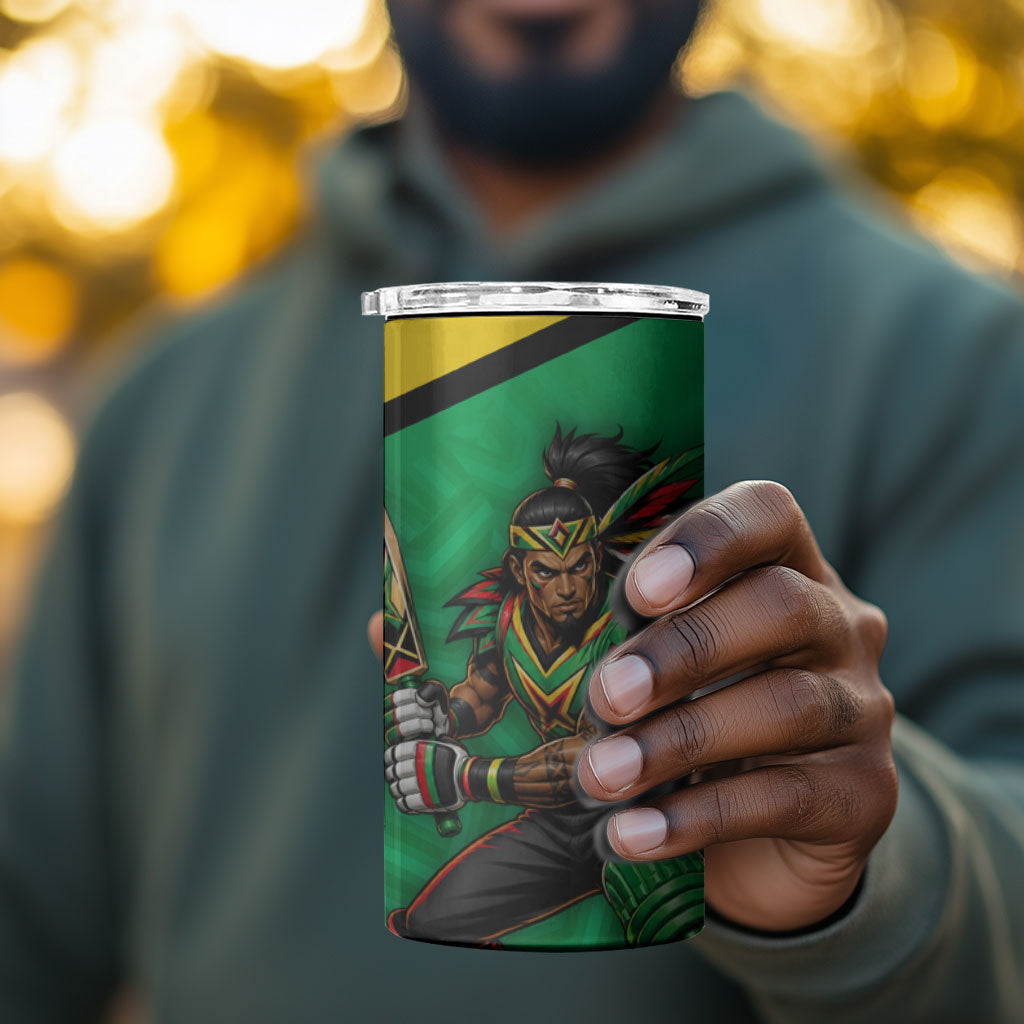 Personalized Guyana Cricket Amazon Warriors 4 in 1 Can Cooler Tumbler Tribal Warrior Mascot Fan