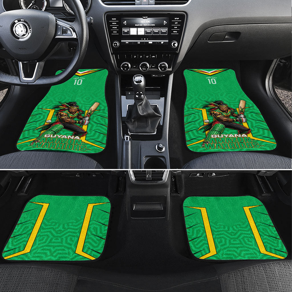 Personalized Guyana Cricket Amazon Warriors Car Mats Tribal Warrior Mascot Fan