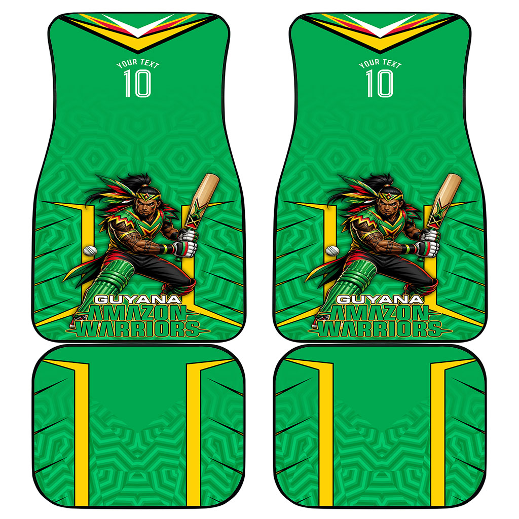 Personalized Guyana Cricket Amazon Warriors Car Mats Tribal Warrior Mascot Fan