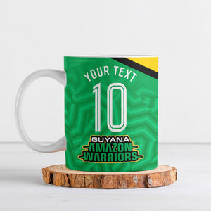 Personalized Guyana Cricket Amazon Warriors Ceramic Mug Tribal Warrior Mascot Fan