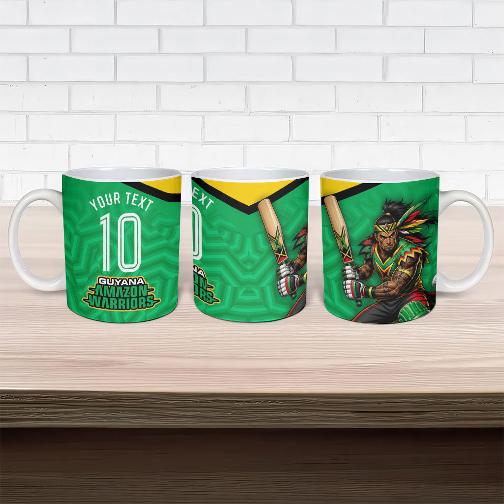Personalized Guyana Cricket Amazon Warriors Ceramic Mug Tribal Warrior Mascot Fan