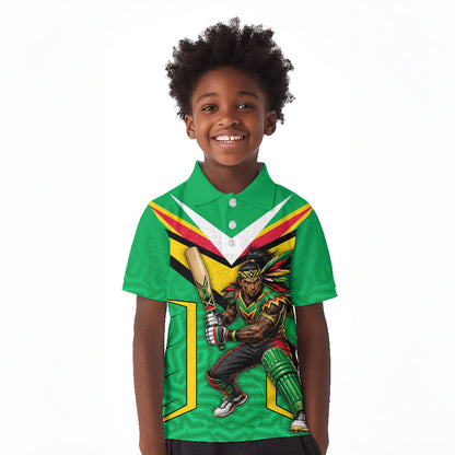Personalized Guyana Cricket Amazon Warriors Kid Polo Shirt Tribal Warrior Mascot Fan