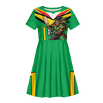 Personalized Guyana Cricket Amazon Warriors Kid Short Sleeve Dress Tribal Warrior Mascot Fan