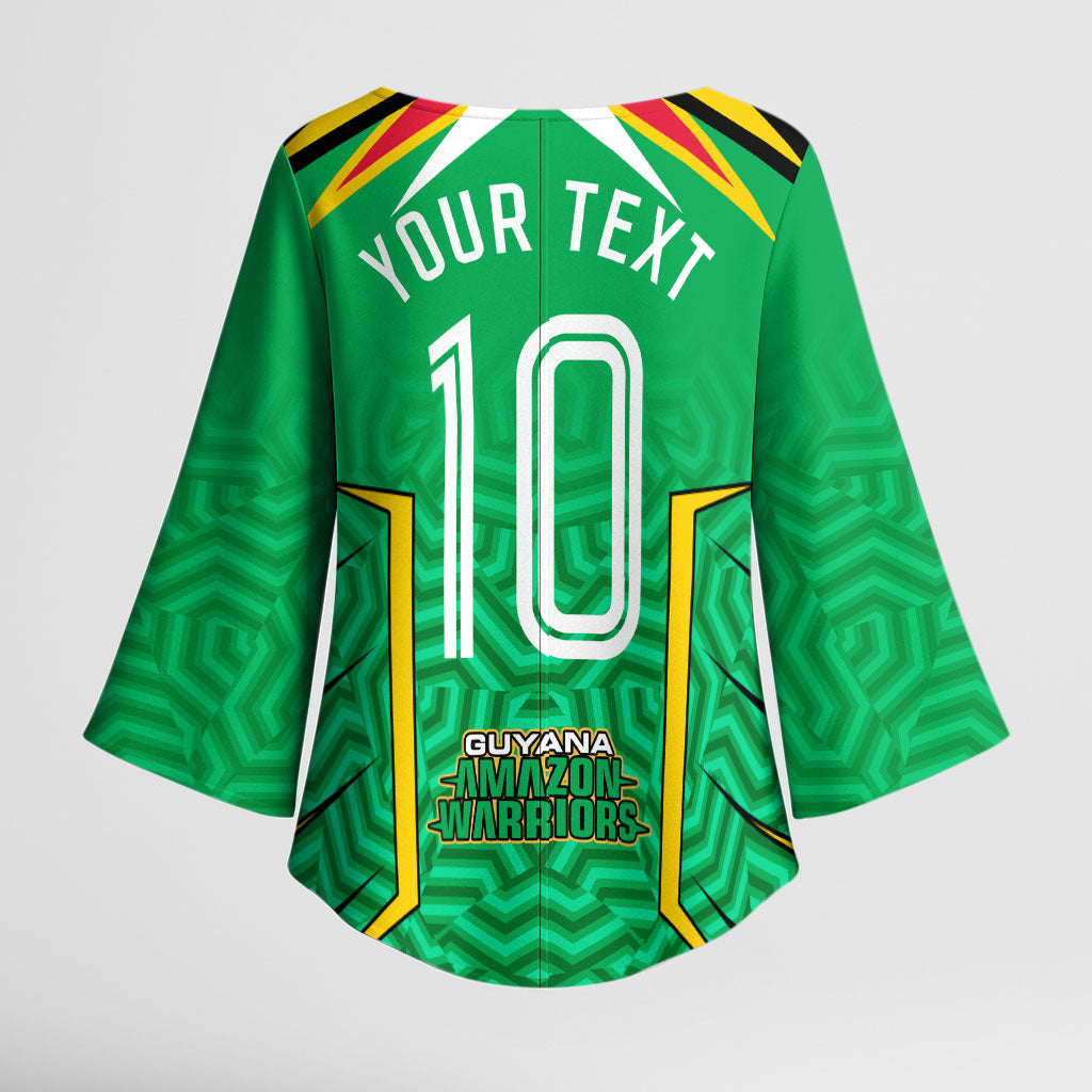 Personalized Guyana Cricket Amazon Warriors Kimono Sleeve Blouse Tribal Warrior Mascot Fan