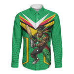 Personalized Guyana Cricket Amazon Warriors Long Sleeve Button Shirt Tribal Warrior Mascot Fan