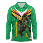 Personalized Guyana Cricket Amazon Warriors Long Sleeve Polo Shirt Tribal Warrior Mascot Fan
