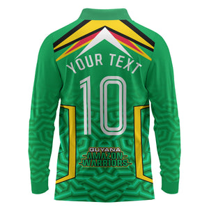 Personalized Guyana Cricket Amazon Warriors Long Sleeve Polo Shirt Tribal Warrior Mascot Fan