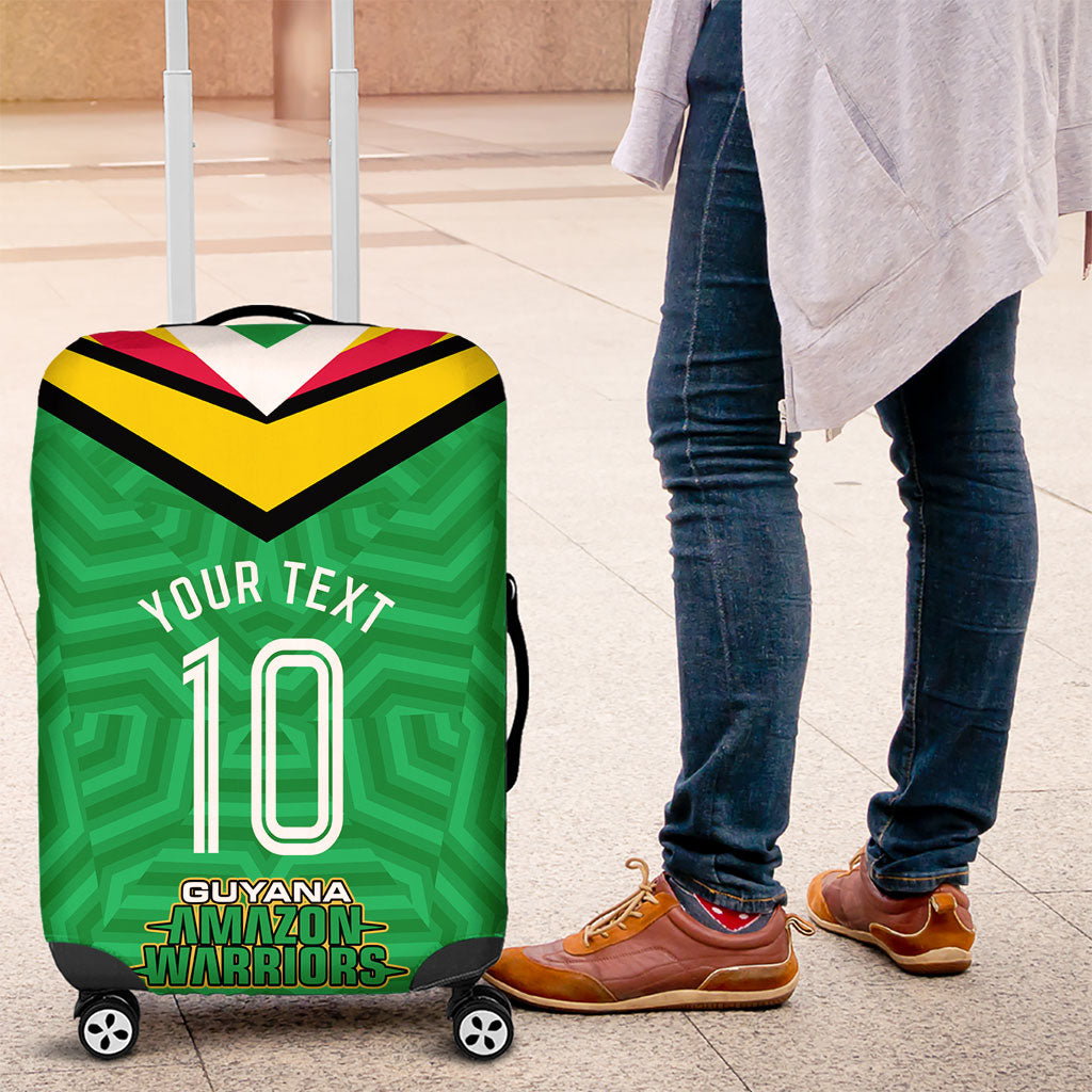 Personalized Guyana Cricket Amazon Warriors Luggage Cover Tribal Warrior Mascot Fan