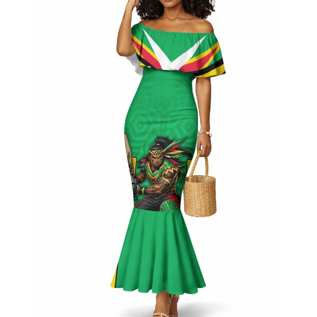 Personalized Guyana Cricket Amazon Warriors Mermaid Dress Tribal Warrior Mascot Fan