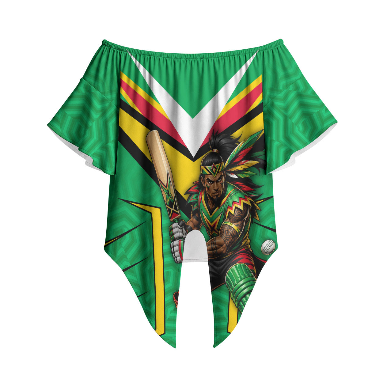 Personalized Guyana Cricket Amazon Warriors Off Shoulder Wrap Waist Top Tribal Warrior Mascot Fan