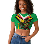 Personalized Guyana Cricket Amazon Warriors Raglan Cropped T shirt Tribal Warrior Mascot Fan