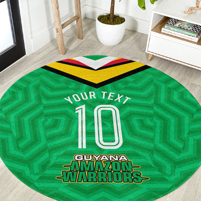 Personalized Guyana Cricket Amazon Warriors Round Carpet Tribal Warrior Mascot Fan