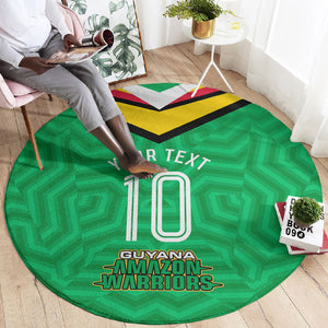 Personalized Guyana Cricket Amazon Warriors Round Carpet Tribal Warrior Mascot Fan