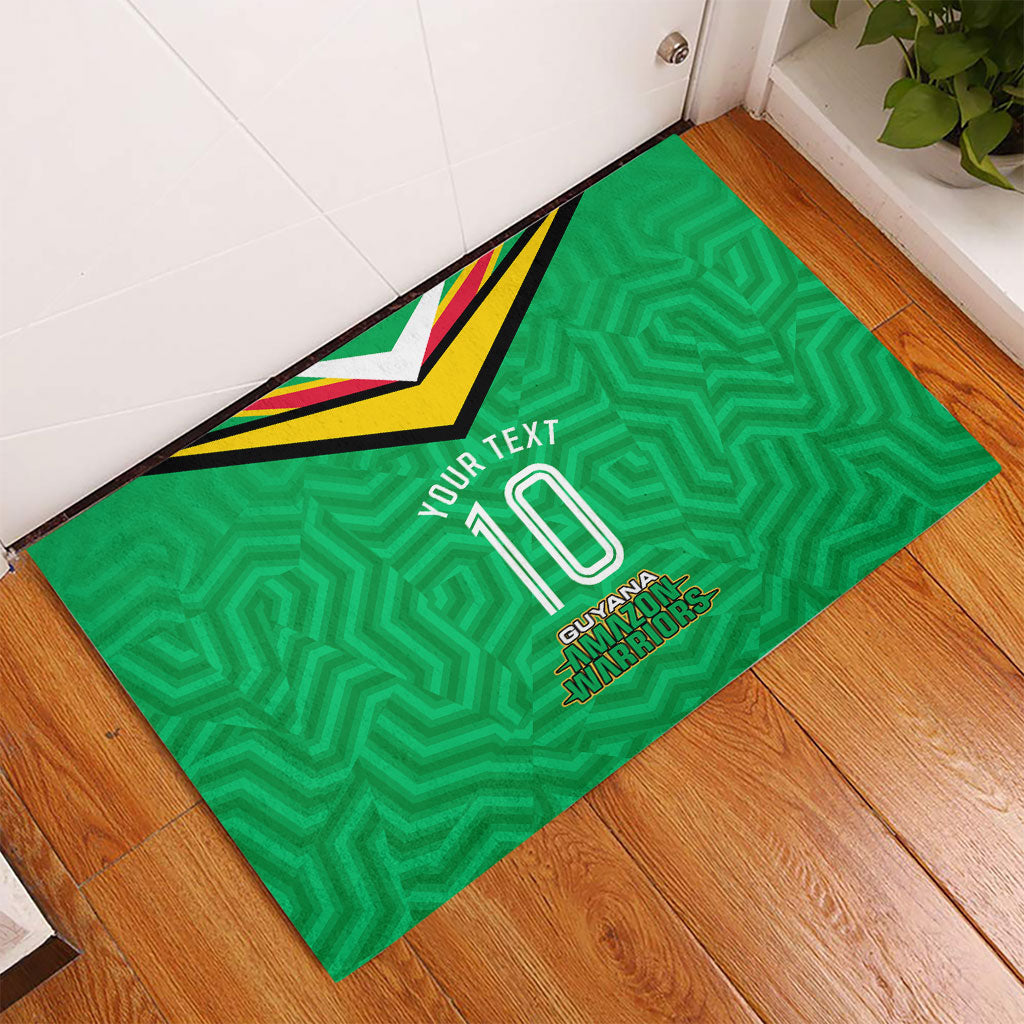 Personalized Guyana Cricket Amazon Warriors Rubber Doormat Tribal Warrior Mascot Fan