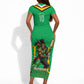 Personalized Guyana Cricket Amazon Warriors Short Sleeve Bodycon Dress Tribal Warrior Mascot Fan